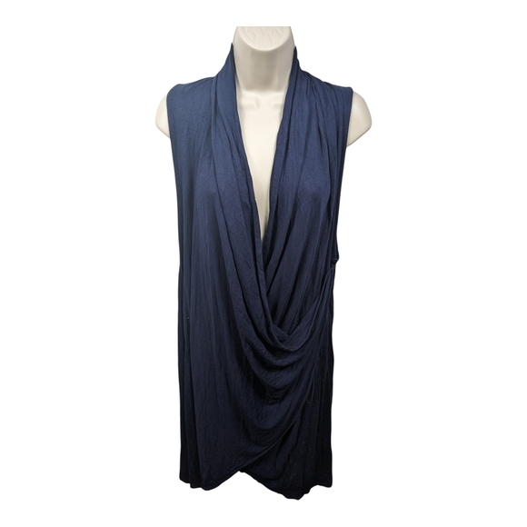 Pomegranate Moon Elegant Navy Sleeveless Wrap Cardigan Sz O/S - Picture 1 of 8